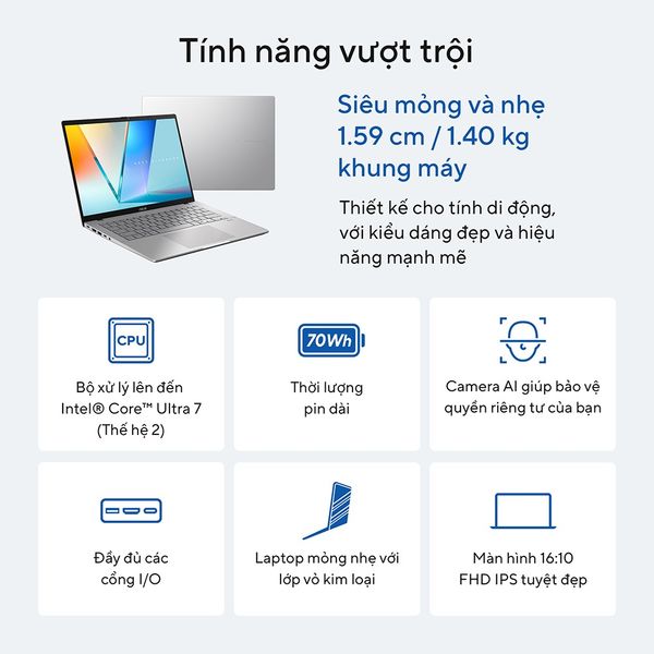 Laptop Asus Vivobook S14 S3407VA-LY046W i5-13420H/16GB/512GB SSD/14