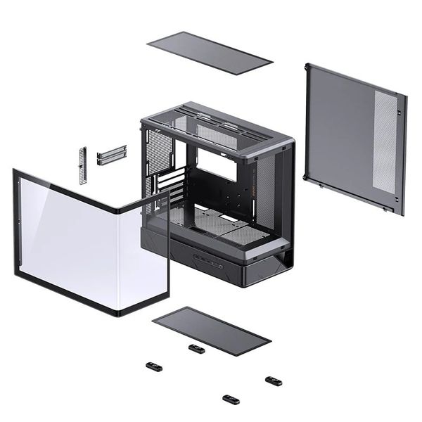 Vỏ case Jonsbo D200 Black/White (M-ATX, Kính cong)