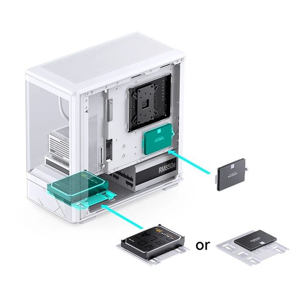 Vỏ case Jonsbo D200 Black/White (M-ATX, Kính cong)