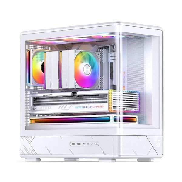 Vỏ case Jonsbo D200 Black/White (M-ATX, Kính cong)