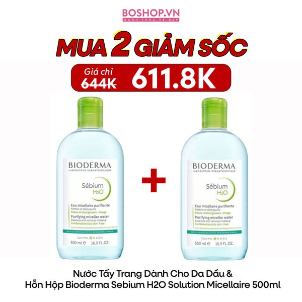 Nước Tẩy Trang Dành Cho Da Dầu & Hỗn Hộp Bioderma Sebium H2O Solution Micellaire 500ml