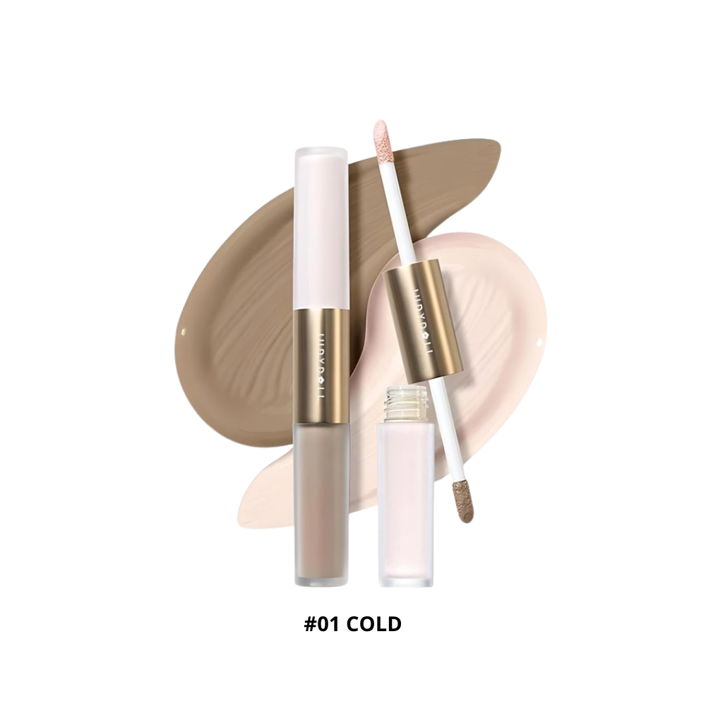 Tạo Khối Và Bắt Sáng 2 Đầu Dạng Kem Judydoll Liquid Highlighter & Contour Duo 4.8g #01 Cold 
