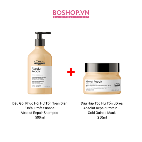Combo 2 Dầu Gội Phục Hồi Hư Tổn L'Oréal 500ml Và Dầu Hấp Tóc Hư Tổn L'Oréal 250ml (3474636975921 - 3474636971039)