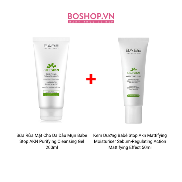 Combo 2 Sữa Rửa Mặt Cho Da Dầu Mụn Babe 200ml + Kem Dưỡng Babé 50ml (8436571632272 - 8437014389265)