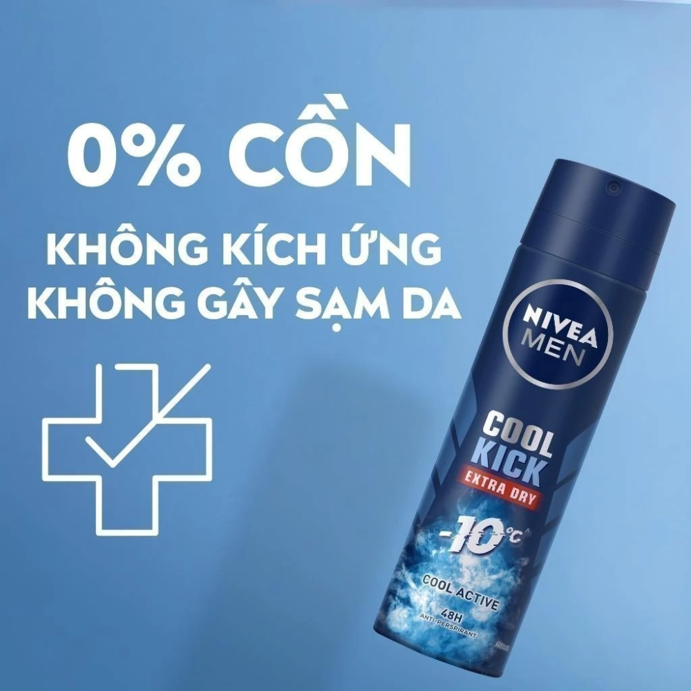  Xịt Khử Mùi Nam 48H Mát Lạnh Nivea Men Cool Kick Extra Dry Spray 150ml #Cool Active 