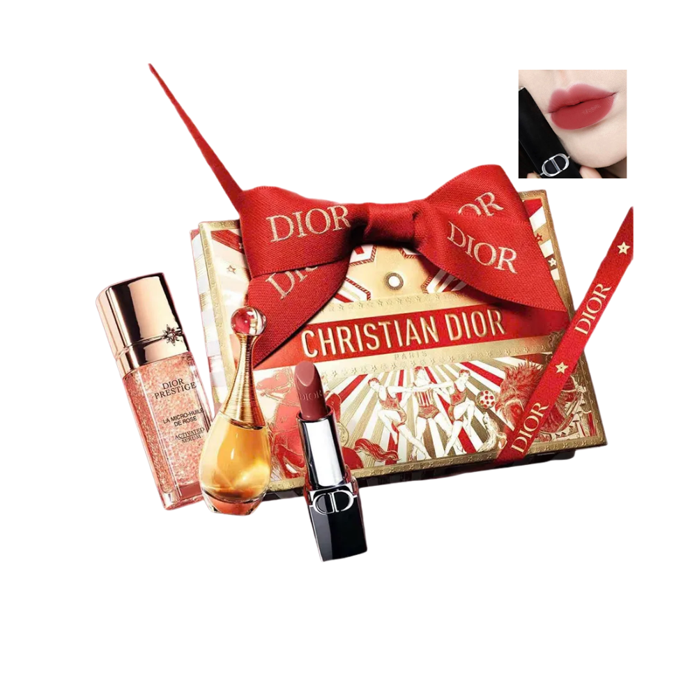  Giftset 4 Món Dior Lucky New Year Limited 2026 (1 Son Mini #720 Icone Satin + 1 Nước Hoa Mini J’adore EDP 5ml + 1 Tinh Chất Mini 5ml + 1 Túi Giấy) 