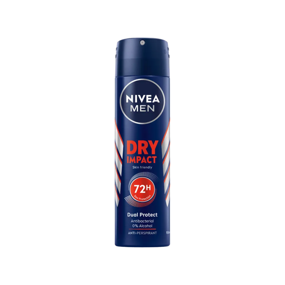  Xịt Khử Mùi Nam 72H Khô Thoáng Da Vượt Trội Nivea Men Dry Impact Spray 150ml 