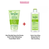 Combo 2 Sữa Rửa Mặt Dạng Gel 150ml + Nước Hoa Hồng Simple Kind (8934868177630 - 5011451103856) 