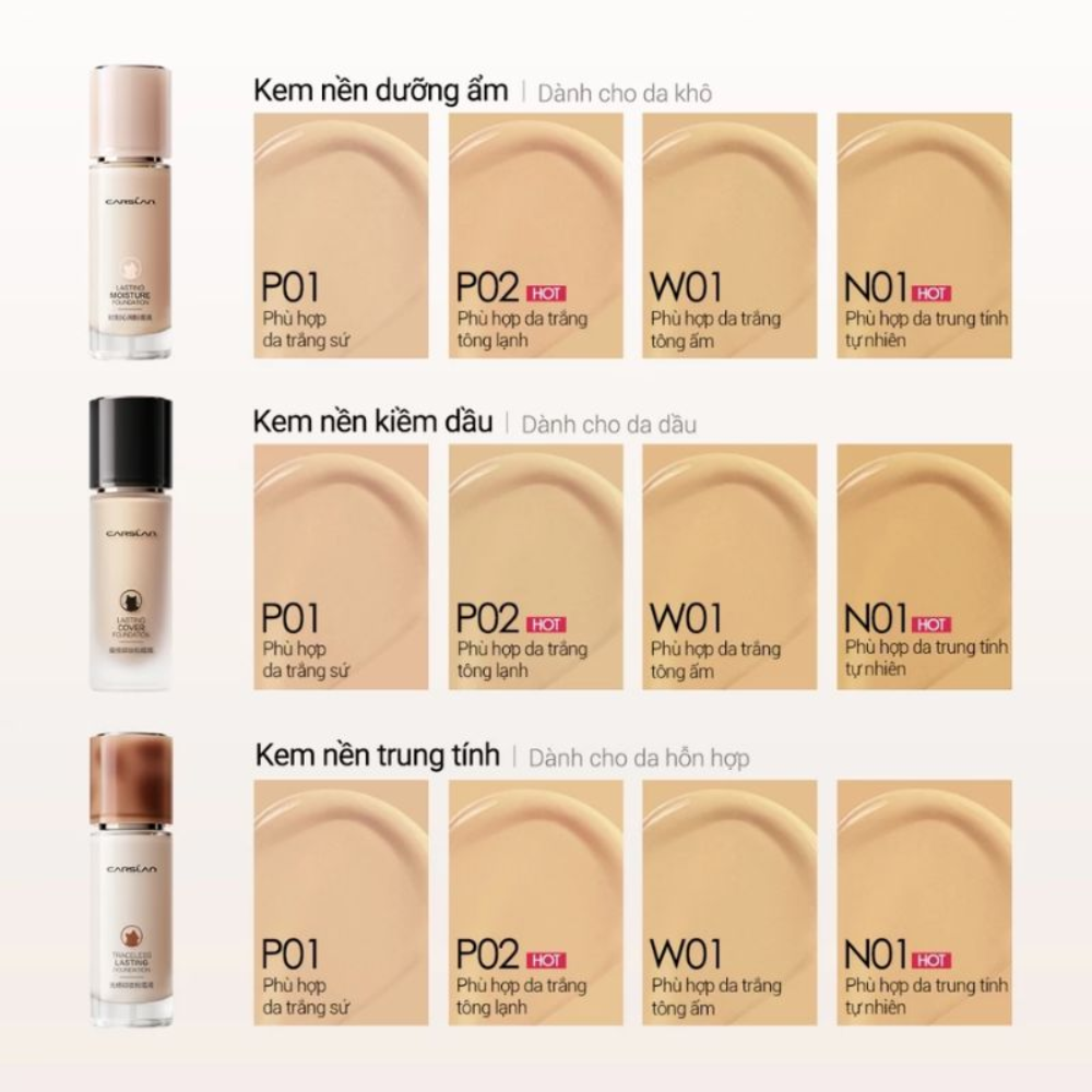  Kem Nền Ẩm Mịn, Lâu Trôi Dành Cho Da Khô Carslan Lasting Moisture Foundation #P02 