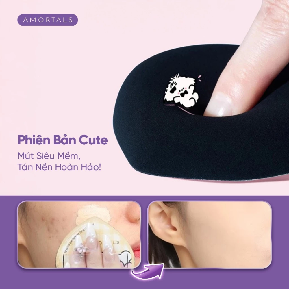  Set Bông Mút Amortals Puppy Powder Puff #Vàng Xanh (2 Bông Mút + Hộp Đựng) 