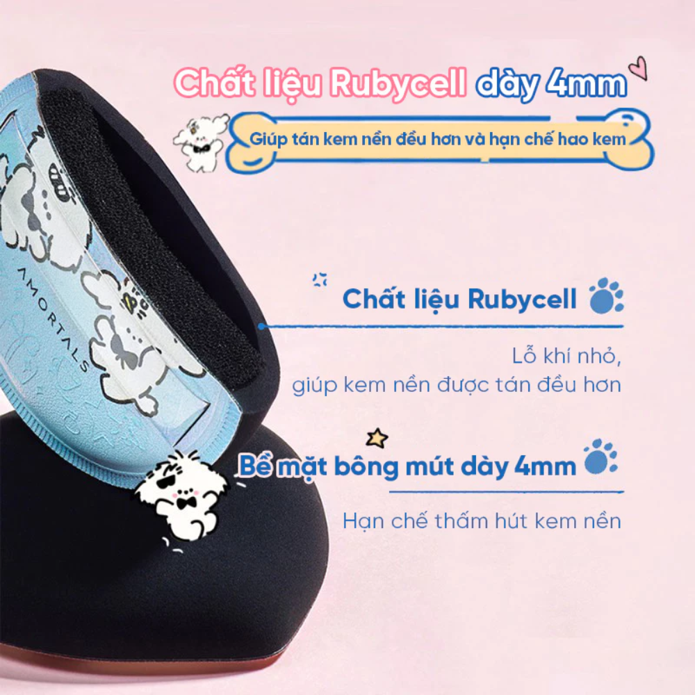  Set Bông Mút Amortals Puppy Powder Puff #Xanh Hồng (2 Bông Mút + Hộp Đựng) 