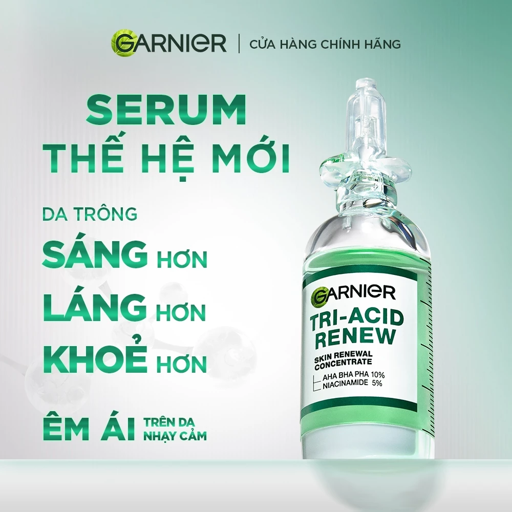  Tinh Chất Dưỡng Sáng Da, Mịn Màng Garnier Tri-Acid Renew Skin Renewal Concentrate Serum 20ml 