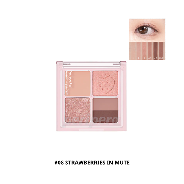 Phấn Mắt 4 Ô Peripera Ink Pocket Shadow Palette #08 Strawberries In Mute