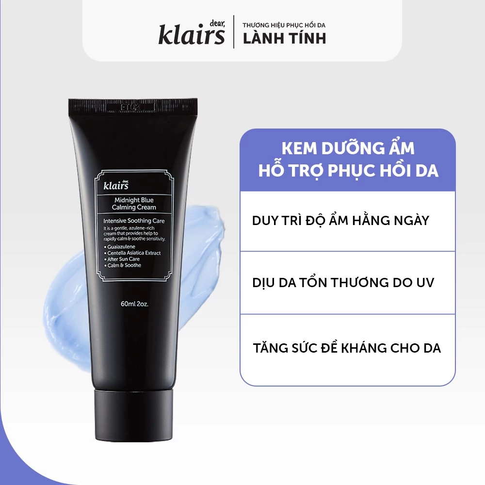  CT - Kem Dưỡng Ẩm Phục Hồi Da Ban Đêm Klairs Midnight Blue Calming Cream 60ml 