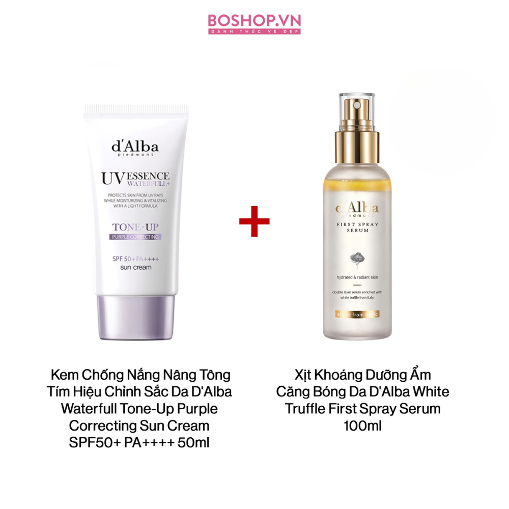  Combo 2 Kem Chống Nắng Nâng Tông 50ml + Xịt Khoáng Dưỡng Ẩm Căng Bóng Da D'Alba 100ml (8809971480017 - 8809563068753) 