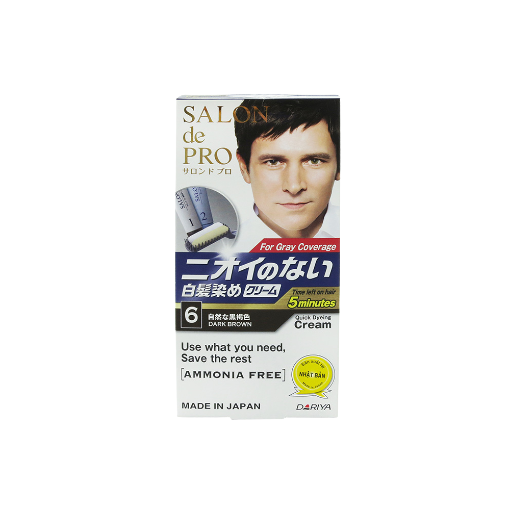  Thuốc Nhuộm Tóc Bạc, Không Mùi, Dành Cho Nam Salon De Pro For Gray Coverage 80g #6 Dark Brown 