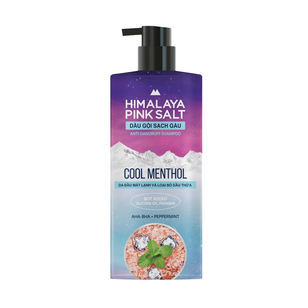  Dầu Gội Sạch Gàu, Mát Lạnh Bạc Hà Himalaya Pink Salt Anti-Dandruff Shampoo Cool Menthol 650ml 