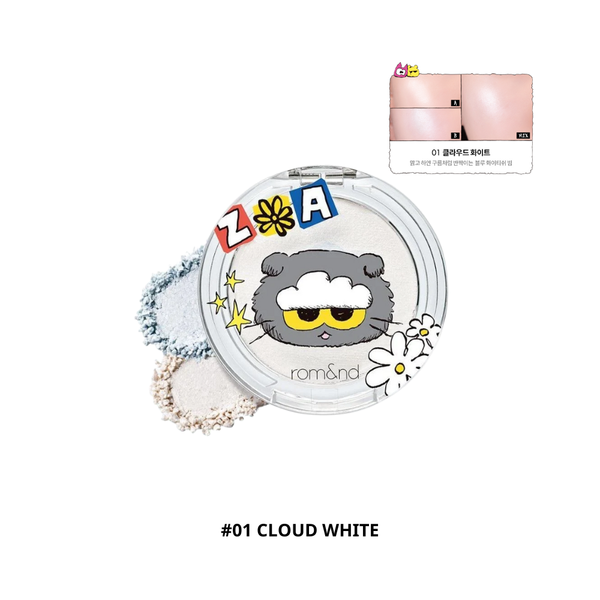Phấn Bắt Sáng Romand x Zo&Friends Dual Jelly Highlighter #01 Cloud White