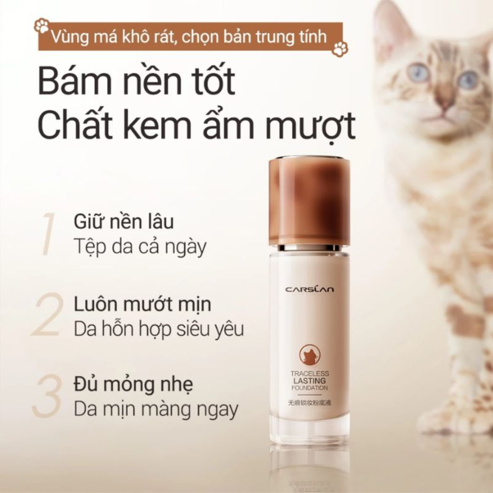  CT - Kem Nền Kiềm Dầu, Lâu Trôi Dành Cho Da Dầu Carslan Lasting Cover Foundation #W01 