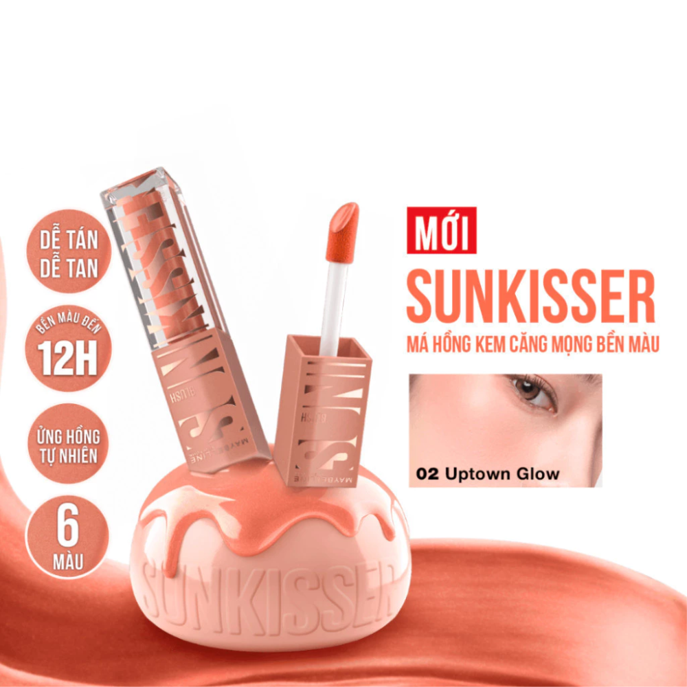  Má Hồng Dạng Kem Maybelline Sunkisser Multi-Use Liquid Blush And Bronzer #02 Uptown Glow 