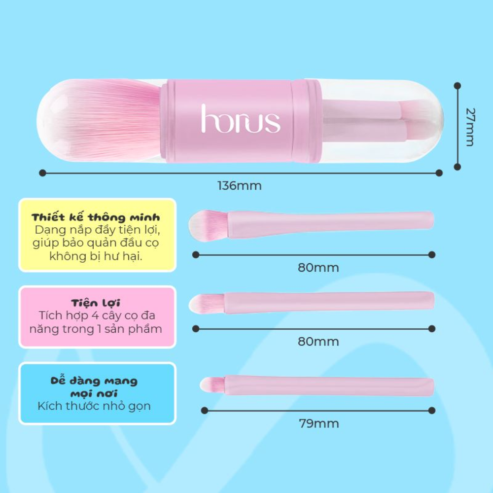  Bộ Cọ Mini 4in1 Horus Brush Set 39g 