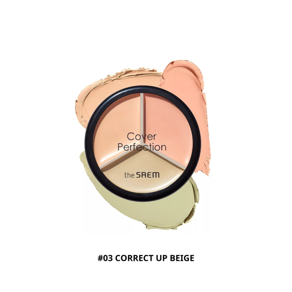 Che Khuyết Điểm The Saem Cover Perfection Triple Pot Concealer 4.5g #03 Correct Up Beige