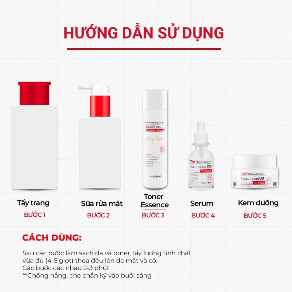 cách sử dụng glutathione 700 Tinh Chất Angel's Liquid 7 Day Whitening Program V-ampoule 30ml Glutathione IV drips, often Immune Support Health Goals Scent:Lightly scented with essential oils