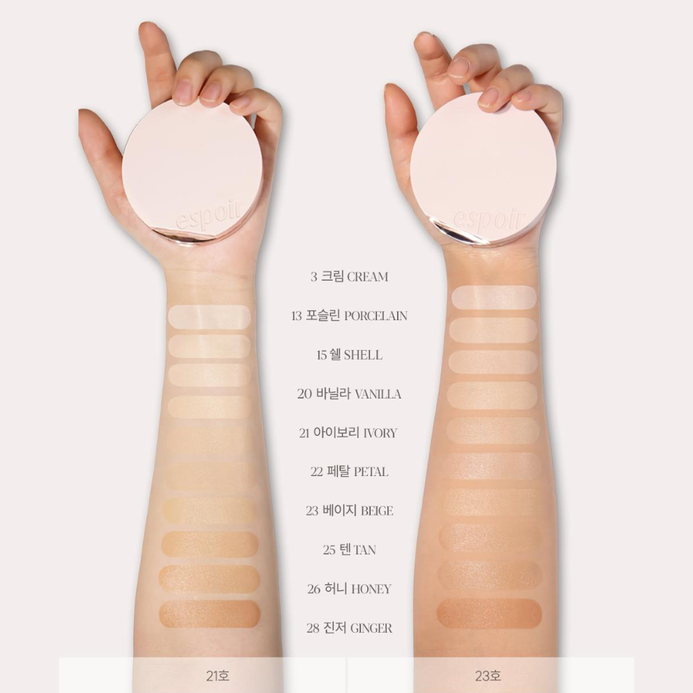  Giftset Phấn Nước Espoir Roselight Glow Collection #21 Ivory (1 Phấn Nước + 1 Lõi Thay Thế + 1 Móc Khóa) 