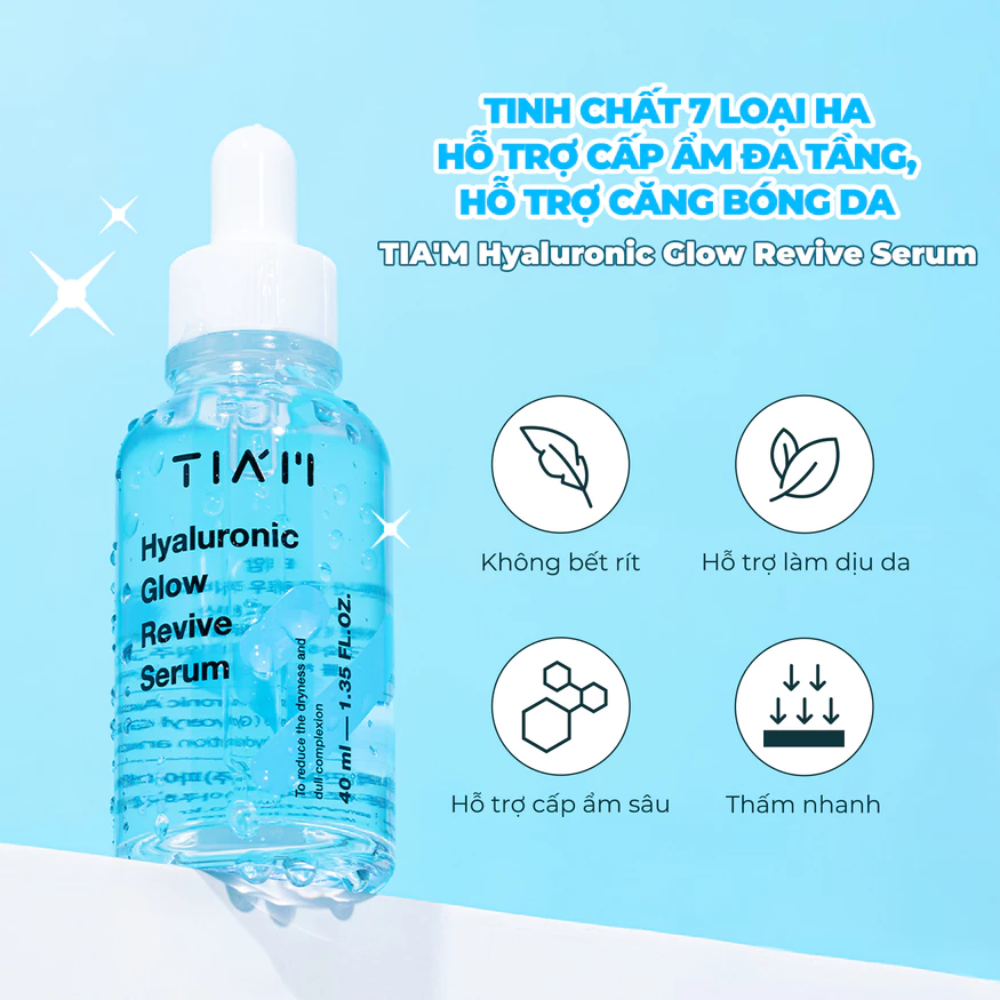  Tinh Chất Cấp Nước, Căng Bóng Da Tia'm Hyaluronic Glow Revive Serum 40ml 