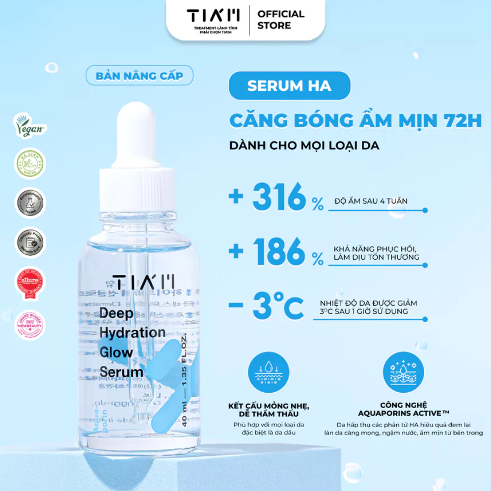  Tinh Chất Cấp Nước, Căng Bóng Da Tia'm Hyaluronic Glow Revive Serum 40ml 