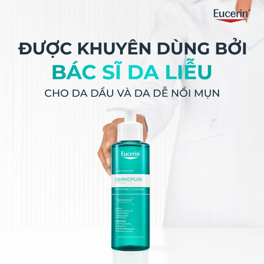  Gel Rửa Mặt Cho Da Nhờn Mụn Eucerin DermoPure Clinical Purifying Cleanser 200ml 