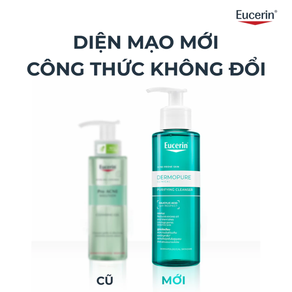 Gel Rửa Mặt Cho Da Nhờn Mụn Eucerin DermoPure Clinical Purifying Cleanser 200ml 