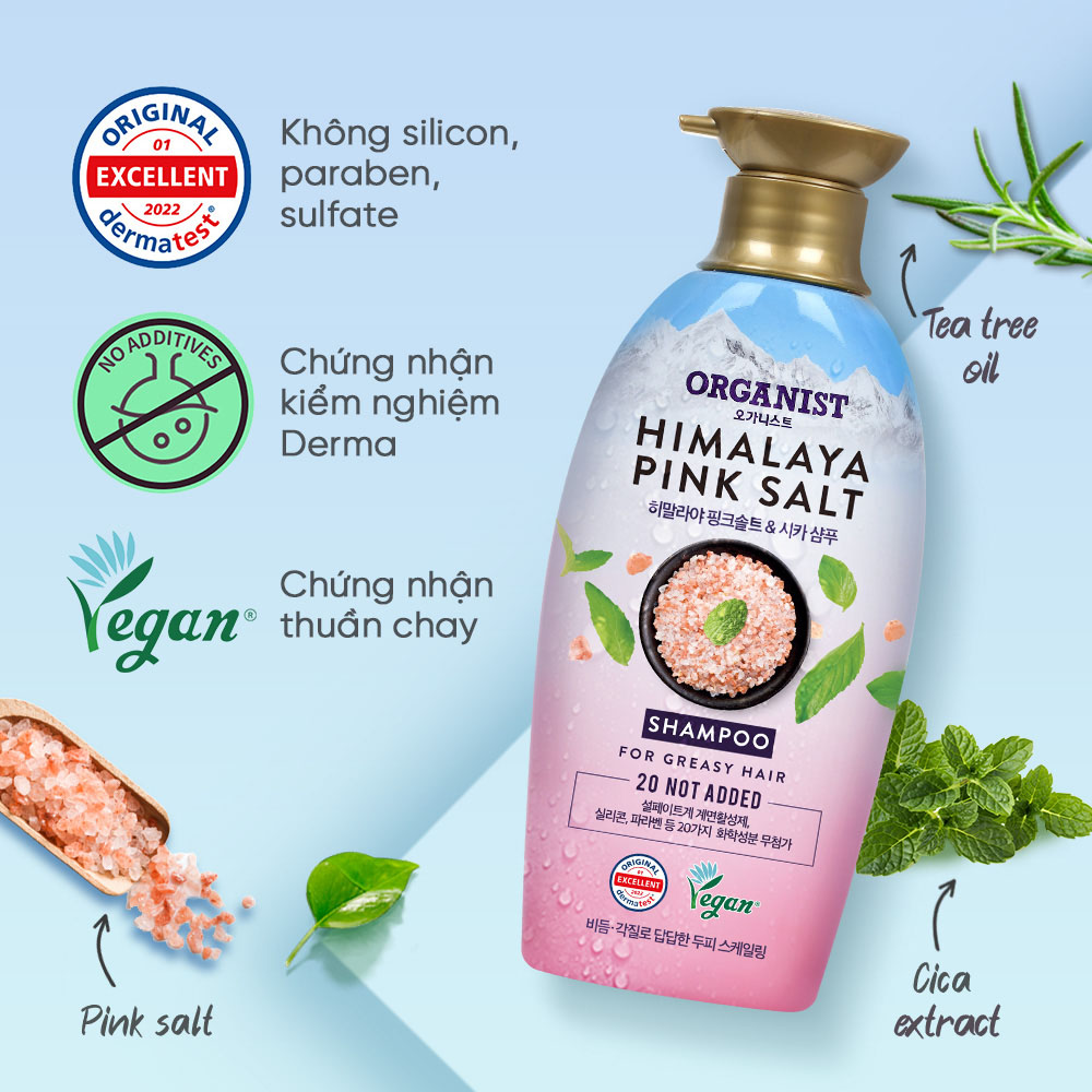  Dầu Gội Muối Hồng Dành Cho Tóc Gàu Organist Himalaya Pink Salt Scalp Scaling Shampoo 500ml 