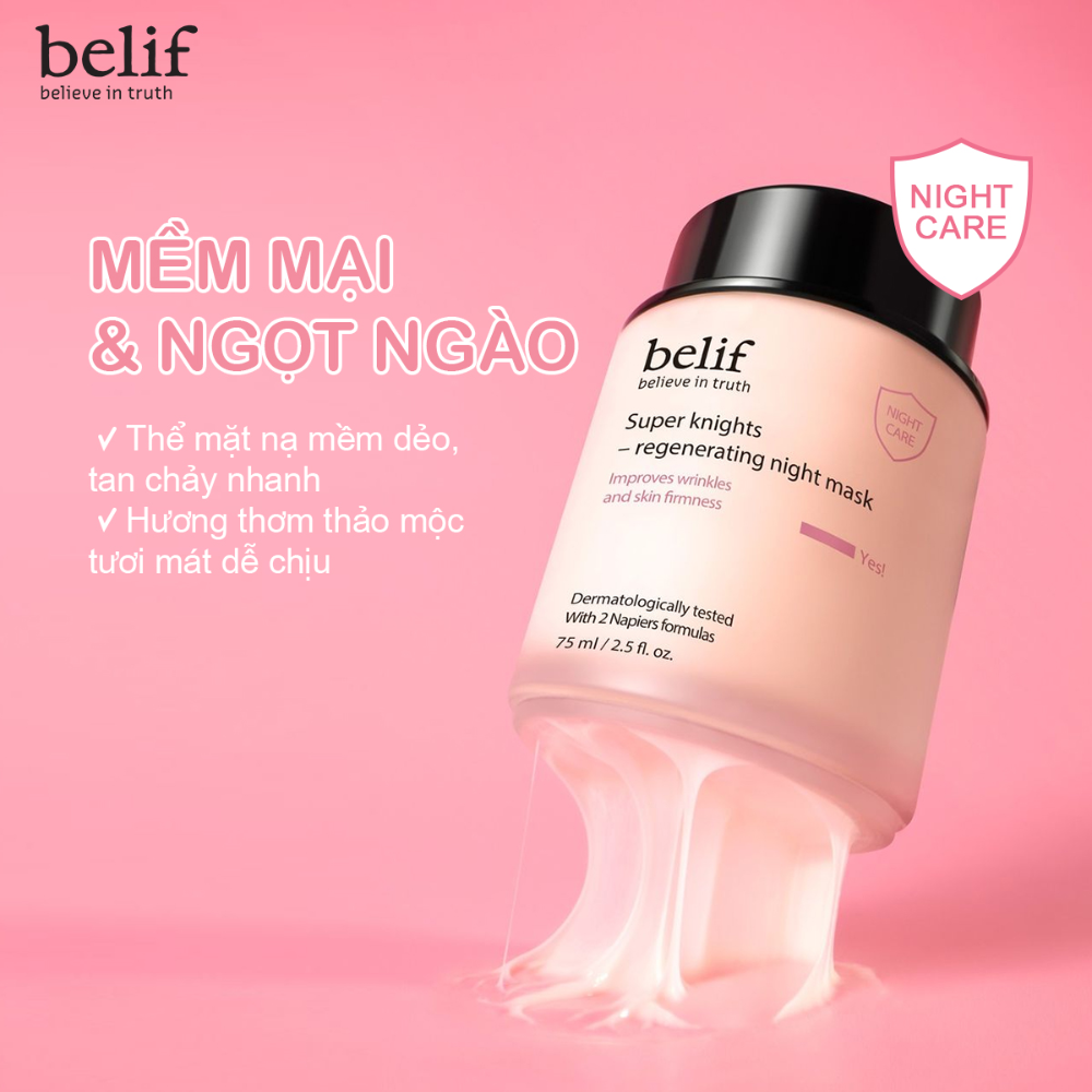  Giftset 2 Mặt Nạ Ngủ Belif Super Knights Multi Vitamin Mask Special Set 2025 (Mặt Nạ Ngủ Phục Hồi 75ml + Mặt Nạ Ngủ Tái Sinh 50ml) 