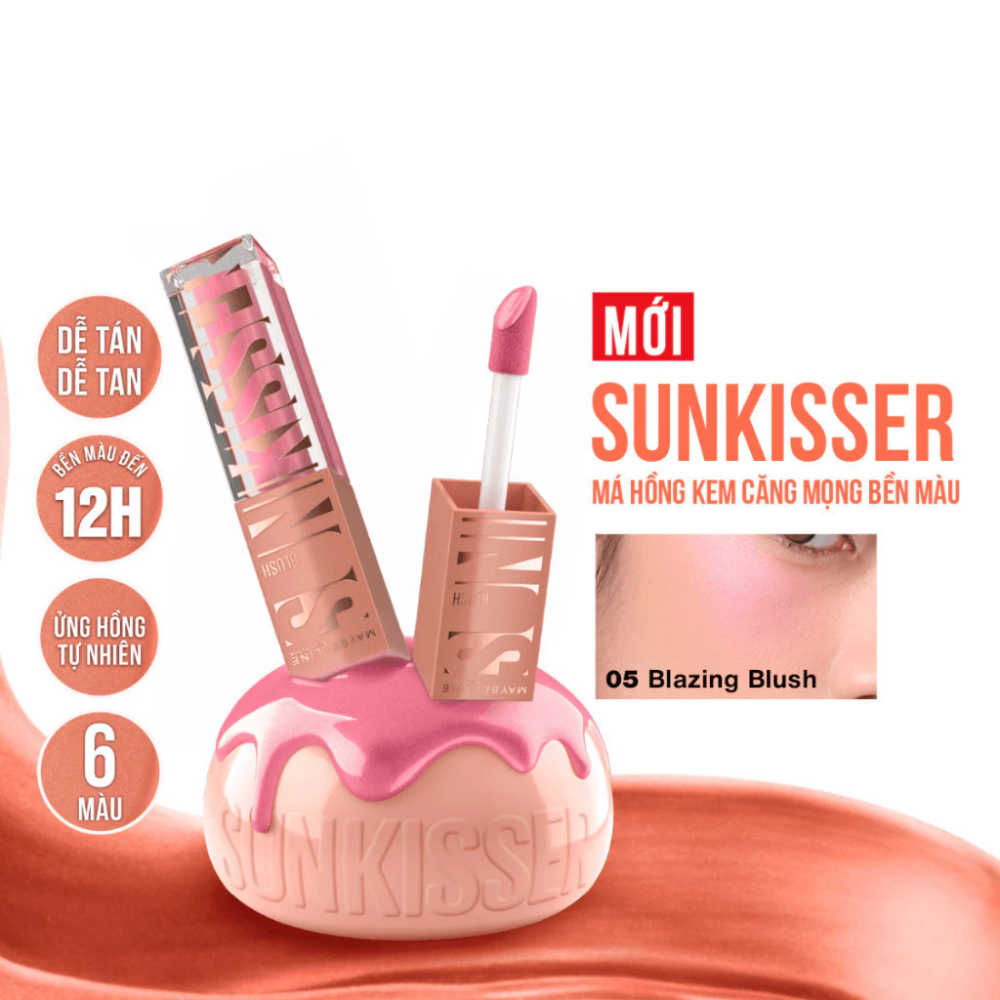  Má Hồng Dạng Kem Maybelline Sunkisser Multi-Use Liquid Blush And Bronzer #05 Blazing Blush 