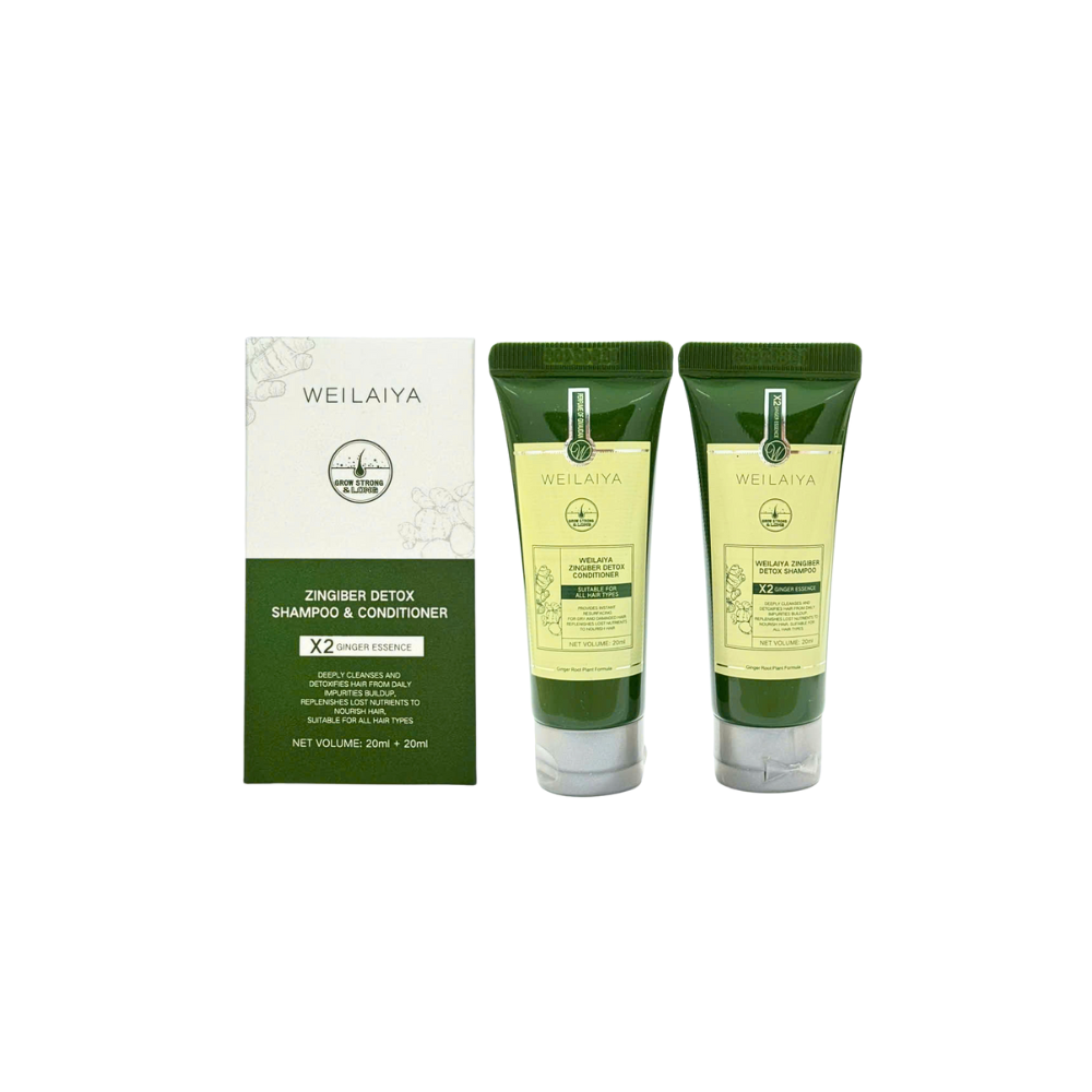  Bộ Dầu Gội & Dầu Xả Gừng Mini Weilaiya Zingiber Detox X2 Ginger Essence Shampoo & Conditioner 20ml + 20ml 