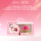  Set Bông Mút Tán Nền Glorie Strawberry Cake Collection - Big Marshmallow Puff & Small Velour Setting Puff Combo 
