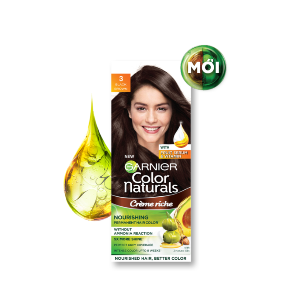  Kem Nhuộm Tóc Garnier Color Naturals Creme Riche 50g #3 - Dark Brown 