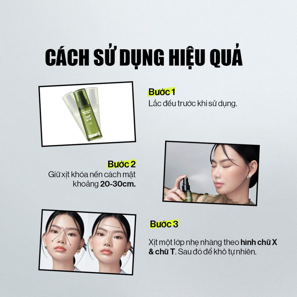  Xịt Khóa Nền Glamrr Q Vegan Super Stay Makeup Fixer Natural Blur 130ml 