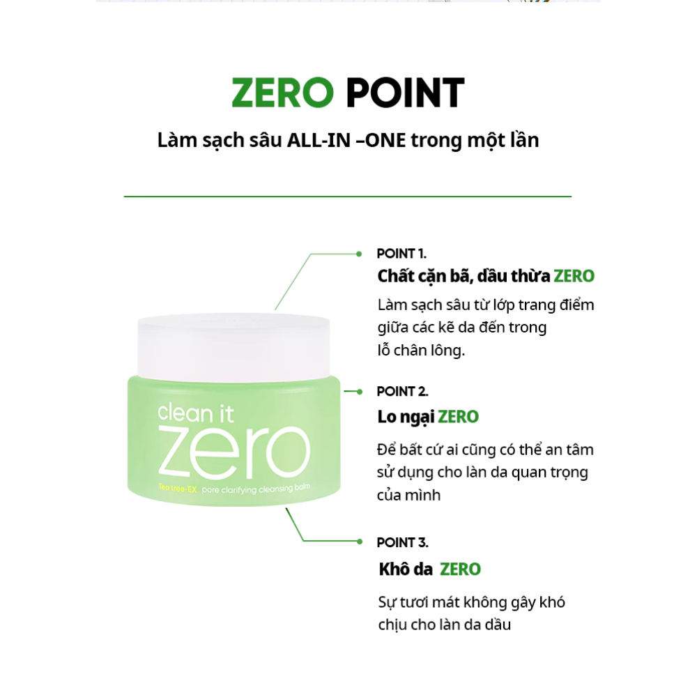  Sáp Tẩy Trang Mini Banila Co Clean It Zero Tea Tree EX Pore Clarifying Cleansing Balm 7ml 
