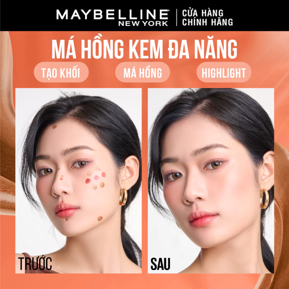  Má Hồng Dạng Kem Maybelline Sunkisser Multi-Use Liquid Blush And Bronzer #02 Uptown Glow 