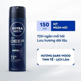  Xịt Khử Mùi Nam 72H Hương Gỗ Đen Nivea Men Deep Darkwood Deodorant Spray 150ml 