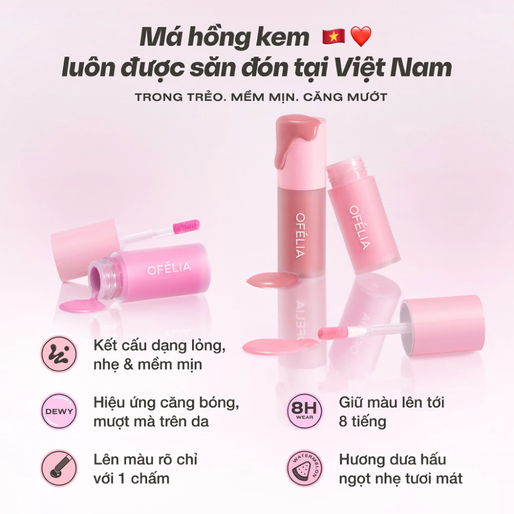  Má Hồng Dạng Kem Ofélia Loli Liquid Blush #LB9 Tipsy 