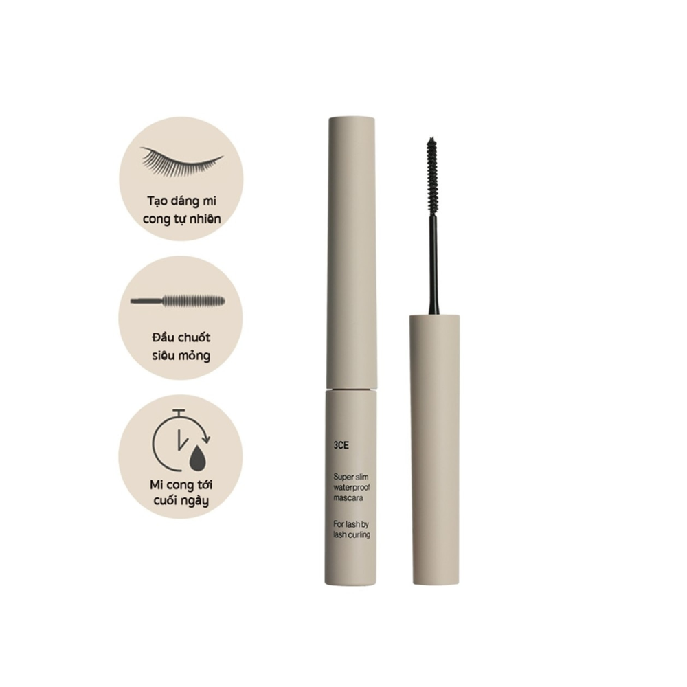  Mascara Siêu Mảnh, Chống Nước 3CE Super Slim Waterproof Mascara 