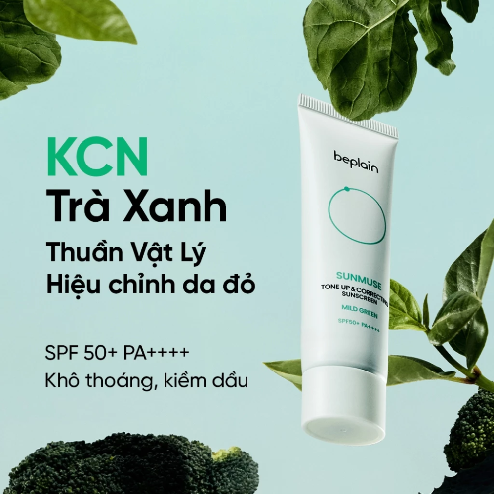  Kem Chống Nắng Beplain Sunmuse Tone Up & Correcting Sunscreen Mild Green SPF 50+ PA++++ 10ml 
