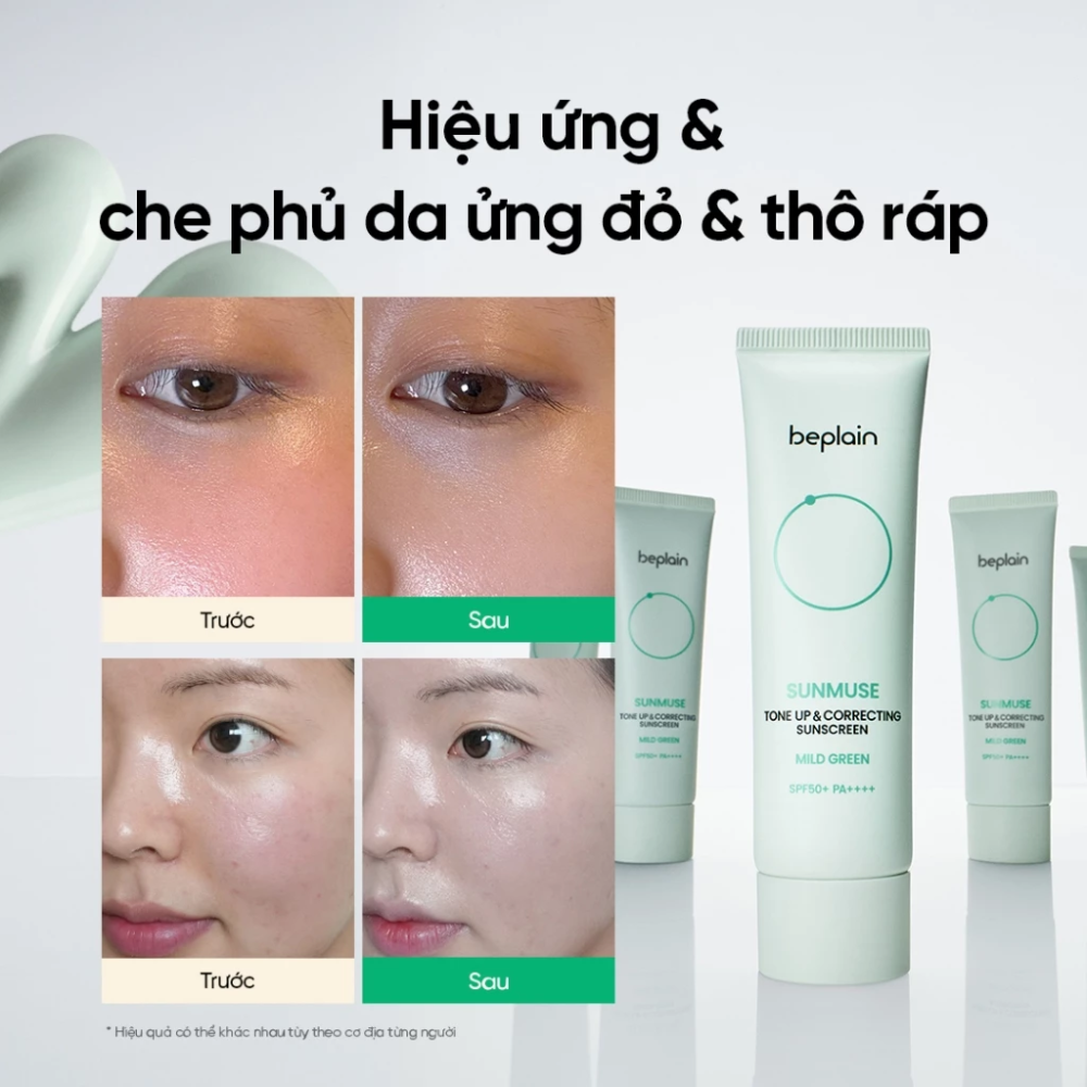  Kem Chống Nắng Beplain Sunmuse Tone Up & Correcting Sunscreen Mild Green SPF 50+ PA++++ 10ml 