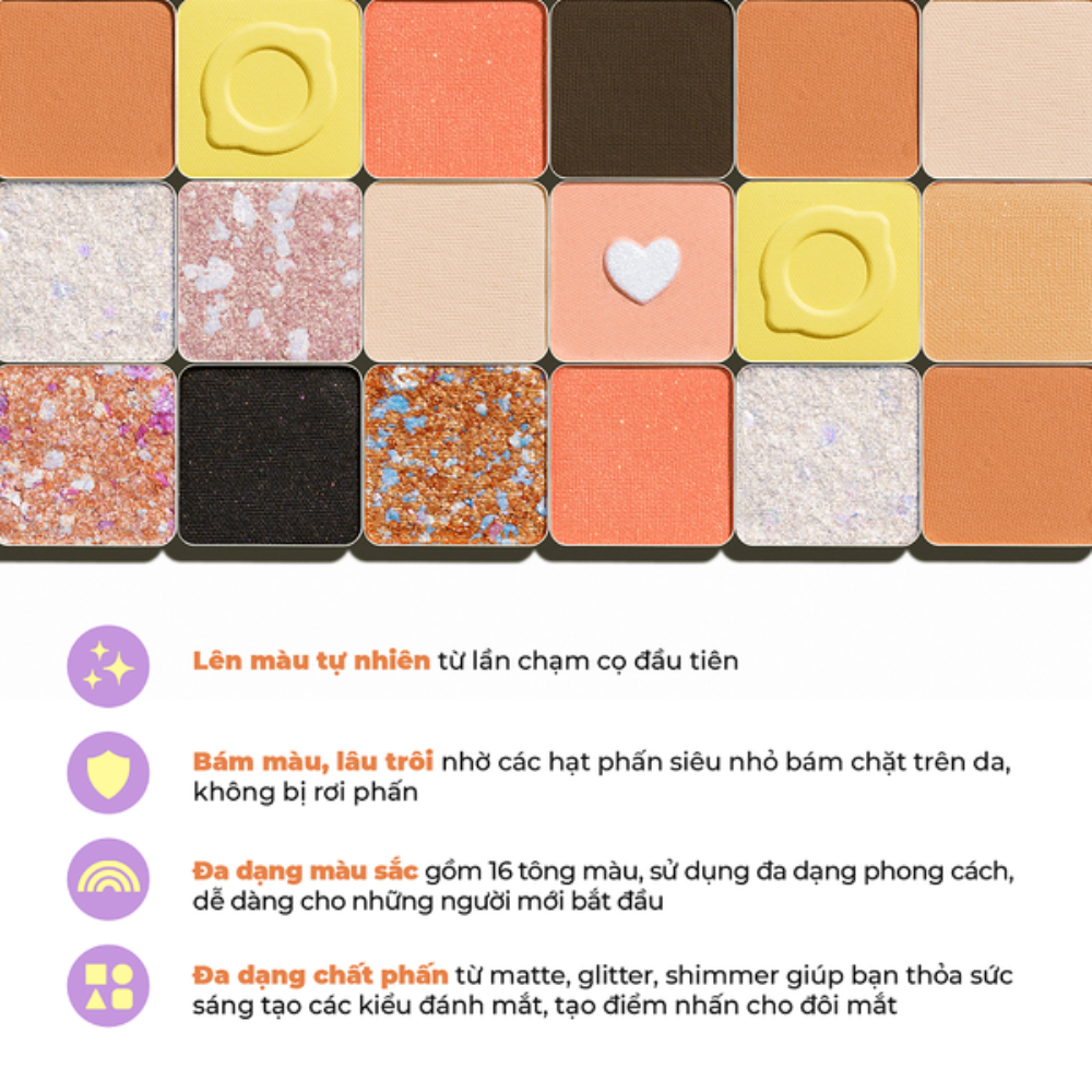  Phấn Mắt 16 Ô Lemonade Aesthetic Eyeshadow Palette 20.8g (Version 2) 