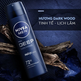  Xịt Khử Mùi Nam 72H Hương Gỗ Đen Nivea Men Deep Darkwood Deodorant Spray 150ml 