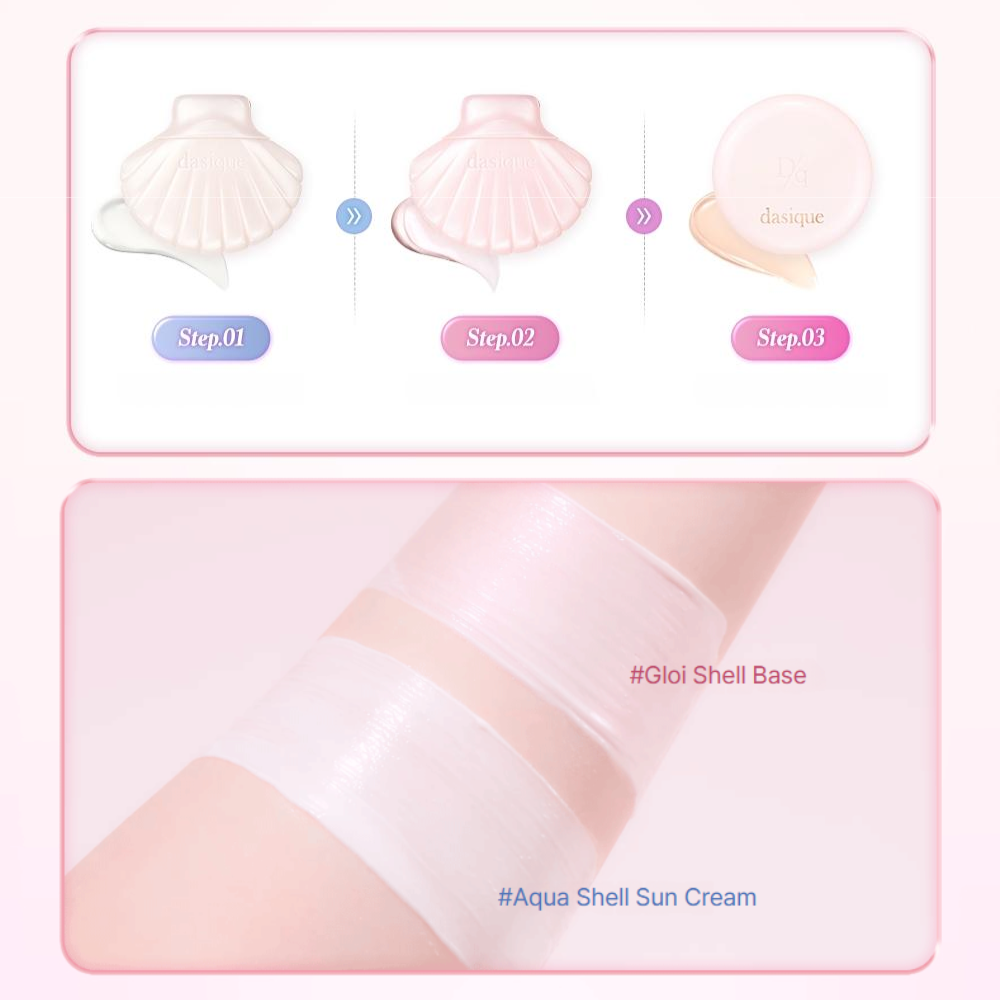  Kem Lót Nâng Tone Dasique Glowy Shell Base 50ml (Twinkle Mermaid Collection) 