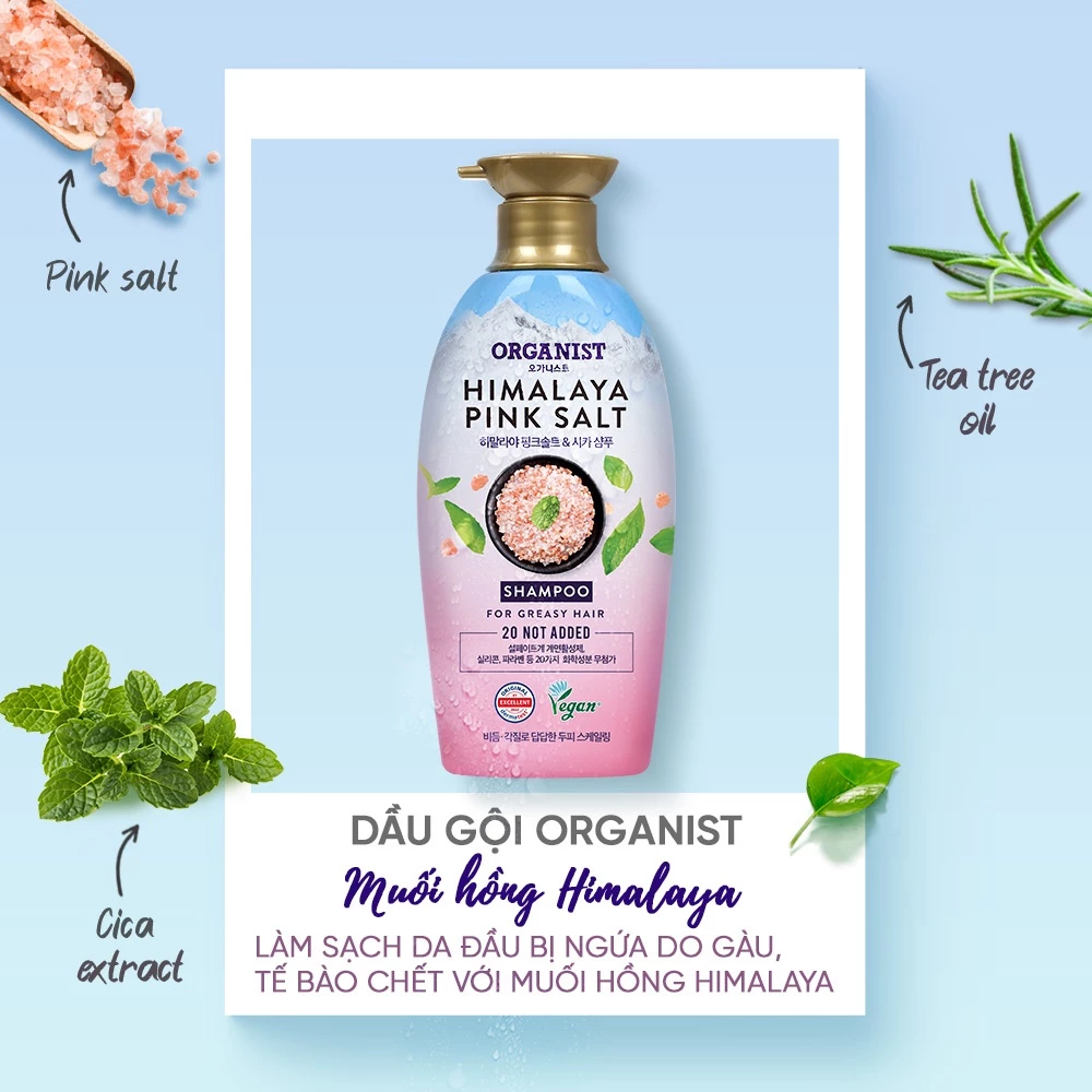  Dầu Gội Muối Hồng Dành Cho Tóc Gàu Organist Himalaya Pink Salt Scalp Scaling Shampoo 500ml 